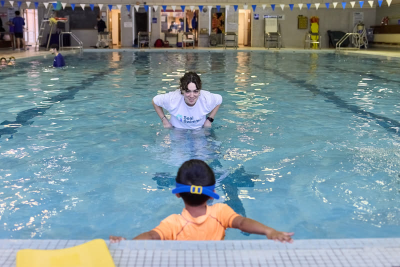 A Seal Swimming lesson at the Scarborough pool.
